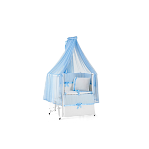 Berceau Mood 50X90Cm Avec Matelas Et Moustiquaire - Blanc/Bleu Lits bébés