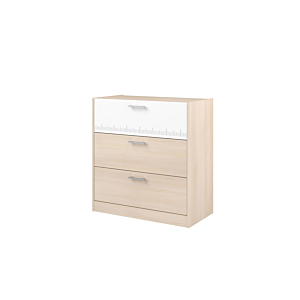 Commode Charly Avec 3 Tiroirs - Chêne / Blanc