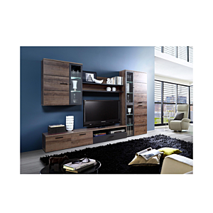 Living En Bloc Avec Led Durango - Chêne Noir / Chêne Fin 