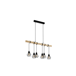 Suspension Townshend E27 6X60W - Noir / Beige Luminaires