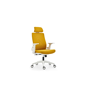Fauteuil Président Bari - Jaune / Blanc