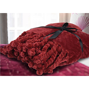 Plaid Avec Glands Faits Main 130X150Cm - Rouge