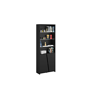 Bibliothèque Legend 3 Etagères Avec 2 Portes + Led - Noir Déstockage