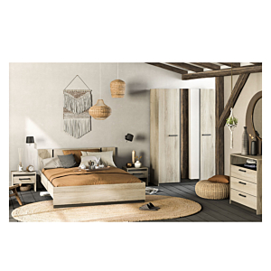 Commode Watson 3 Tiroirs Avec Une Niche - Chêne / Noir