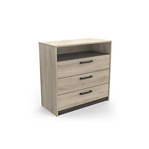 Commode Watson 3 Tiroirs Avec Une Niche - Chêne / Noir