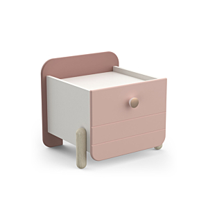 Table De Chevet Jade Avec 1 Tiroir - Blanc / Rose