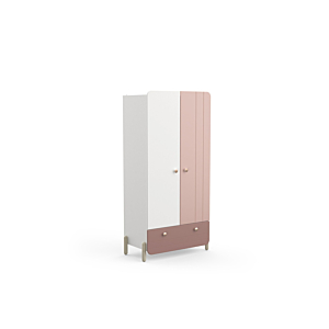 Armoire Jade Avec 2 Portes Et 1 Tiroir - Blanc / Rose Armoires