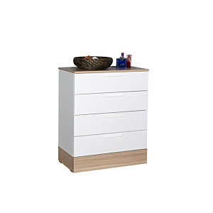 Commode Base 4 Tiroirs - Chêne / Blanc