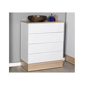 Commode Base 4 Tiroirs - Chêne / Blanc