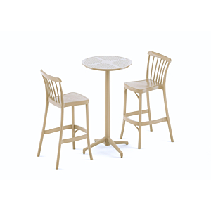 Table Haute Moon Ronde - Cappuccino