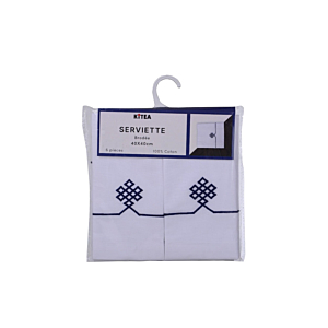 Serviette Artisanale Brodée Moucharabi 6 Pièces 40X40Cm - Blanc Textile
