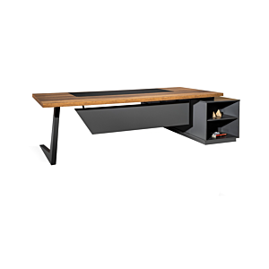 Bureau Directionnel Gauche Oscar Z - Chêne / Gris Bons plans Bureaux