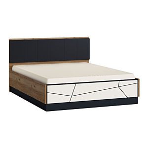 Lit Brolo Sans Sommier - Blanc / Noyer
