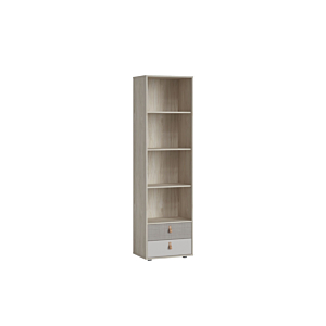 Bibliothèque Denim Avec 4 Niches + 2 Tiroirs - Chêne Blanchi