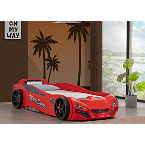 Lit Motorsport Eco Car Avec Sommier + Led - Rouge