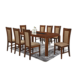 Set Table À Manger Joceline Avec 8 Chaises - Marron