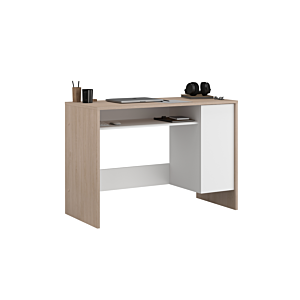 Bureau Hexa 1 Porte + 2 Niches - Chêne / Blanc