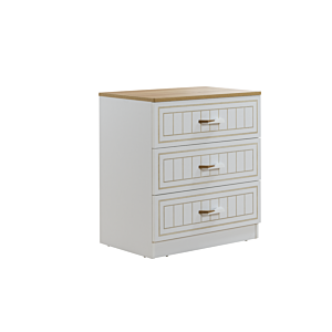 Commode Mango 3 Tiroirs - Blanc / Beige