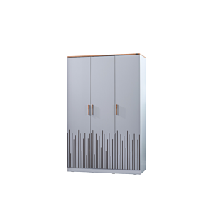 Armoire Lucas 3 Portes - Gris / Blanc / Chêne 