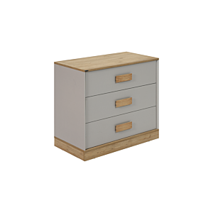 Commode Huga 3 Tiroirs - Beige / Chêne 