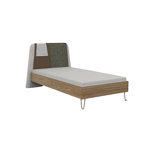 Lit Greta Avec Sommier 120X200Cm - Blanc / Chêne / Vert