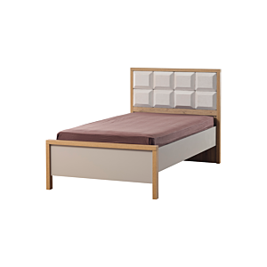 Lit Huga 120X200Cm Avec Sommier - Beige / Chêne 