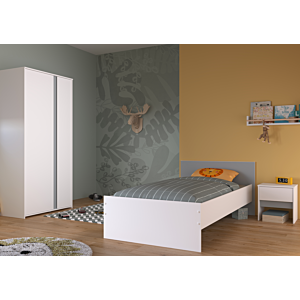 Table De Chevet Pirouette - Blanc / Gris / Rose 