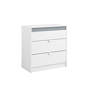 Commode Pirouette 3 Tiroirs - Blanc / Gris / Rose DÉSTOCKAGE