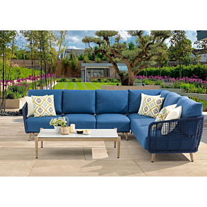 Coin Jardin Apple 6 Places + Table Basse - Bleu