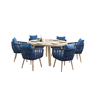 Set Table Avec 6 Chaises Apple - Bleu Déstockage