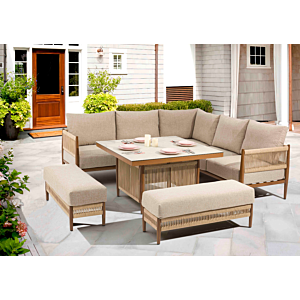 Coin Jardin Oslo 5 Places + Table Haute - Beige