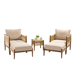 Set Relax Oslo 2 Fauteuils +2 Reposes Pieds Et Table Basse - Beige Transats et bain de soleil
