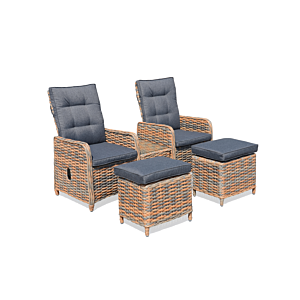 Set Relax Chahine 2 Fauteuils +2 Reposes Pieds Et Table Basse - Gris Transats et bain de soleil