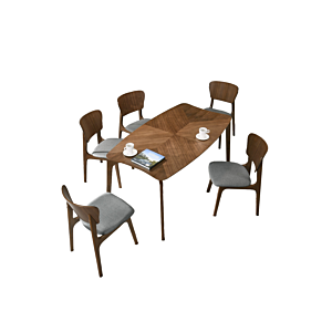 Set Table À Manger Niro Avec 4 Chaises - Marron