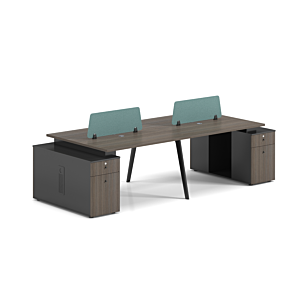 Bureau Workstation Respect 4 Places - Marron / Gris Bons plans Bureaux