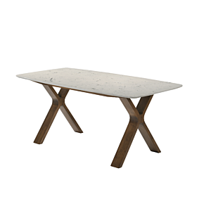 Table À Manger Marcella - Blanc / Marron