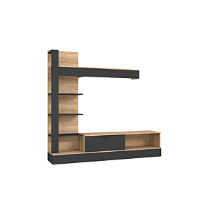 Meuble Tv Mural Geluza - Noir / Beige Soldes été