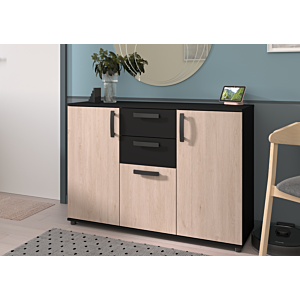 Commode Celest 3 Portes - Oak / Noir