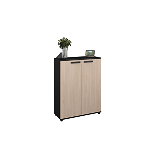 Commode Celest 2 Portes - Oak / Noir Déstockage