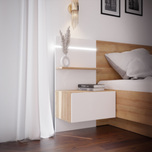 Set De 2 Tables De Chevet Suspendues Lenybelardo - Chêne / Blanc
