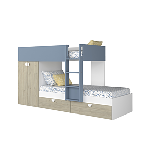Lit Superposé Flip 90X190Cm - Beige / Bleu
