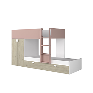 Lit Superposé Flip 90X190Cm - Beige / Rose