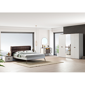 Armoire Basalto - Blanc / Marron