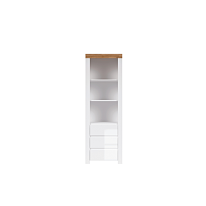 Bibliothèque Holten 3 Tiroirs + 3 Niches - Chêne / Blanc