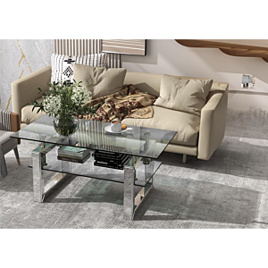 Table Basse Bianco Avec Niche - Blanc Transparent