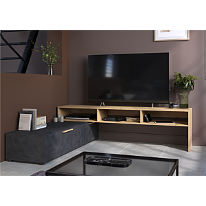 Grand Meuble Tv Raw Rotatif - Beige / Noir