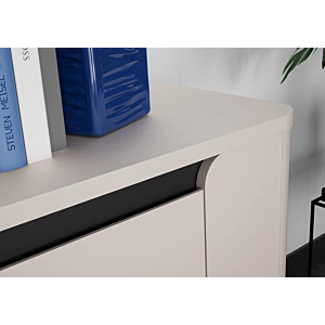 Buffet Vodol 2 Portes Et 3 Tiroirs - Beige / Noir