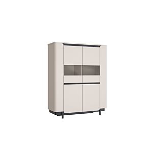 Vitrine Vodol Avec Portes Vitrées - Beige / Noir Séjour