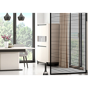 Vitrine Vodol Avec Portes Vitrées - Beige / Noir