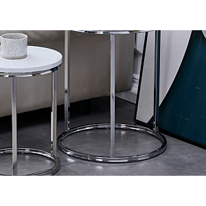Table De Coin Seoul Gigogne - Blanc / Argenté
